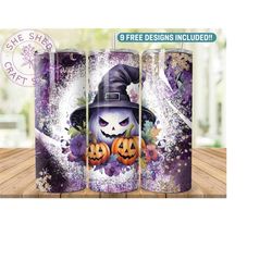 halloween 20oz sublimation tumbler designs, 20oz skinny tumbler, digital download png, straight tumbler wrap, cute witch
