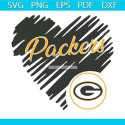 heart green bay packers nfl logo svg digital files