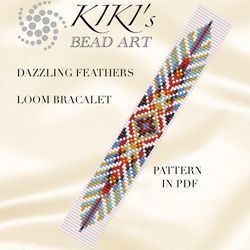 bead loom pattern dazzling feathers ethnic inspired loom bracelet pattern design in pdf instant download