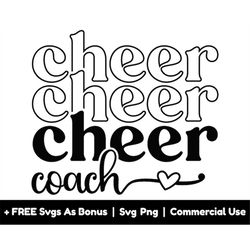 cheer coach svg png files, echo stacked text svg, cheerleader shirt design svg, cheerleading svg, game day svg, heart sv