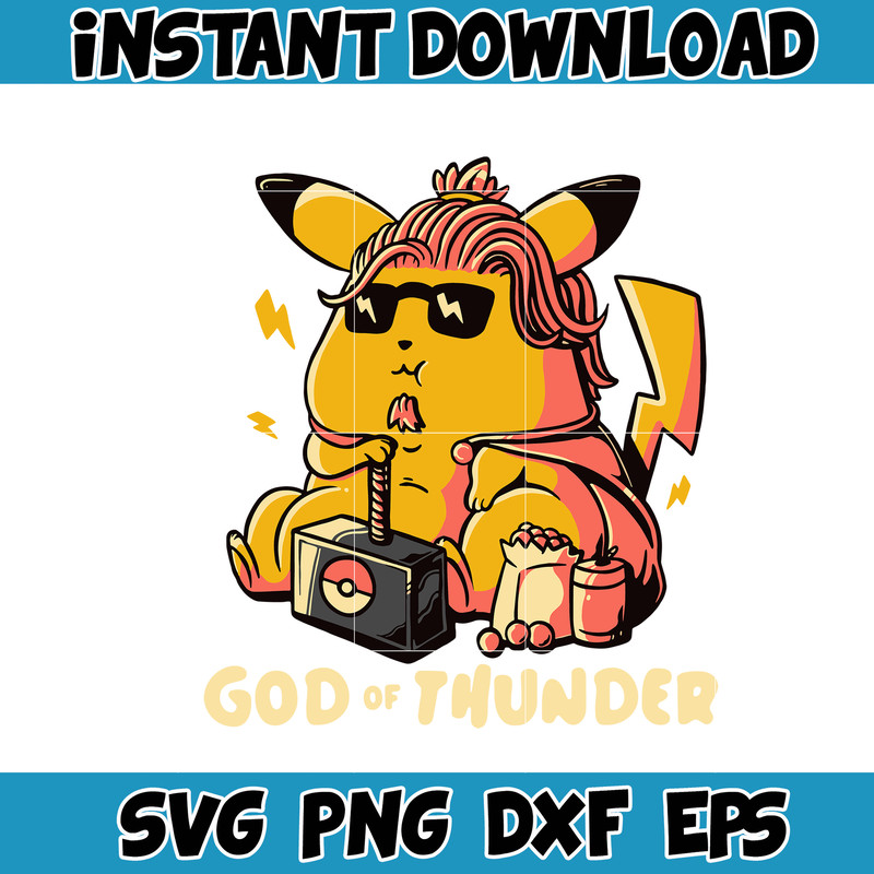 Pikachu God Of Thunder svg, png, dxf, Instant Download.jpg