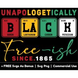 unapologetically, black free-ish, since 1865 svg png file, black chemistry periodic table svg, afro women svg, scientist