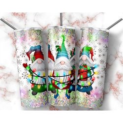 Christmas Lights Gnomes 20 oz Tumbler Wrap Digital Download PNG