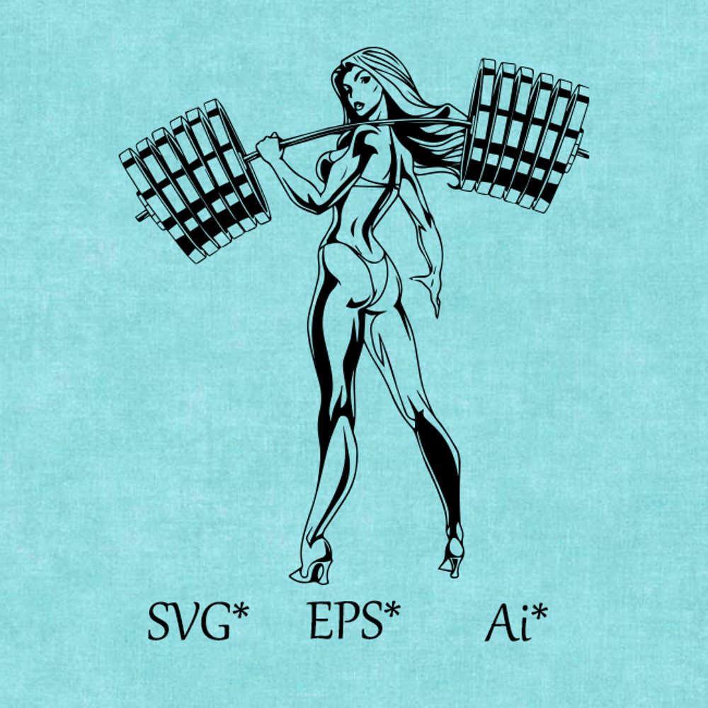 Girl With Barbell SVG Workout Bodybuilder Gym Fitness Crossfit Trainer Sport Muscle Gor Digital SVG EPS AI