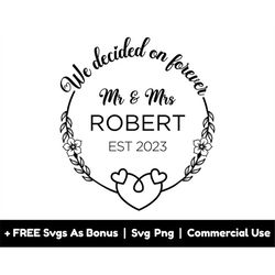 custom name frames svg png files, we decided on forever mr and mrs robert svg, gift for couple svg, couple t shirt desig