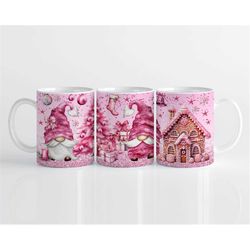 Mug Wrap Design Pink Christmas Gnomes