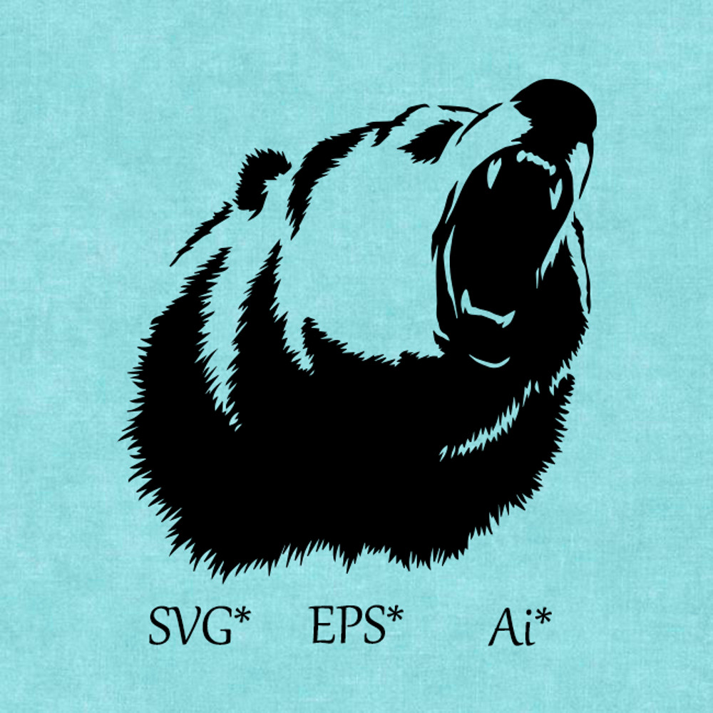 Grizzly Bear SVG Angry Bear Hea Wild Animal Bear Mouth Bear Paws Digital SVG EPS AI