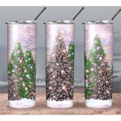 Sparkling Glitter Christmas Trees 20 oz Tumbler Wrap Digital Download