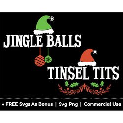 jingle balls tinsel tits svg png files, santa hats svg, couple christmas svg, christmas bells svg, funny couple christma