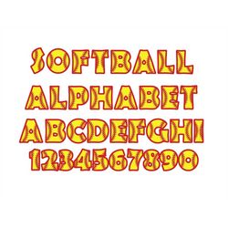 softball alphabet svg files, softball alphabet clipart, softball alphabet for cricut, softball font