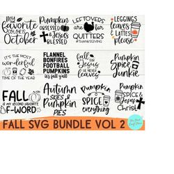 fall svg bundle, fall quote svg png cutting files for silhouette cameo cricut, autumn svg , pumpkin spice svg, thankful