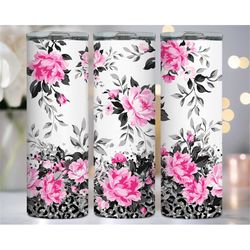 Pink And Black Floral 20oz Tumbler Wrap Digital Download