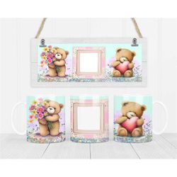 Cute Bears Mug Wrap - 11 oz and 15 oz Mug Design - Photo Template Mug Sublimation Wrap