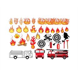 fire and flames svg bundle, fire and flames clipart bundle, firefighter svg files for cricut