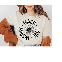 Teach Love Inspire SVG PNG PDF, Teacher Shirt Svg, Teacher Life Svg, Commercial Use, Silhouette, Cricut, Digital, Teachi