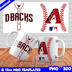 Diamondbacks Mug Design Png, Sublimate Mug Template, Diamondbacks Mug Wrap, Sublimate Baseball Design, Instant Download