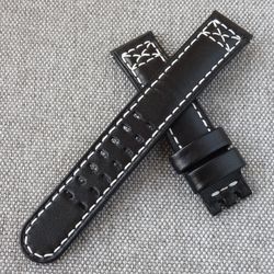 Black watch strap for Hamilton, watchband genuine leather, handmade