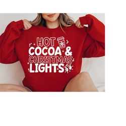 hot cocoa and christmas lights svg png pdf, hot cocoa svg, cutting files for silhouette, christmas cutting files, funny