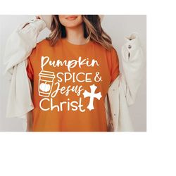 pumpkin spice and jesus christ svg png pdf, pumpkin spice svg, fall quote svg, fall cut files, christian png, jesus svg,