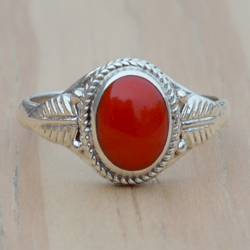 Red Coral Ring Silver, Gemstone Coral Ring Women, Coral Jewelry, Stone Silver Ring, Red Stone Ring, Coral Gifts For Her