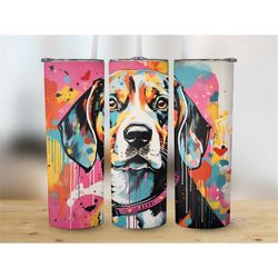 Beagle Dog Tumbler Wrap 20 oz Skinny Tumbler Sublimation Dog Tumbler PNG For Dog Lover Tumbler Instant Digital Download