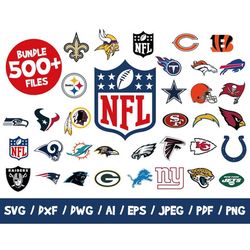 NFL Football Logos 500 Bundle Nfl Football Clipart Nfl Svg Files Nfl Cricut Files NFL Teams Cutting, Vector, Vinyl, Eps,