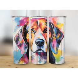Dog Tumbler Wrap Beagle 20 oz Skinny Tumbler Sublimation Dog Tumbler PNG For Dog Lover Tumbler Instant Digital Download