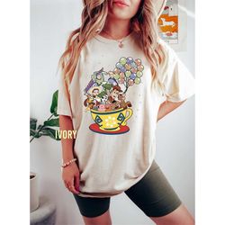 toy story characters tea cup shirt hoodie comfort colors shirt, disney toy story characters balloon shirt, disney toy st