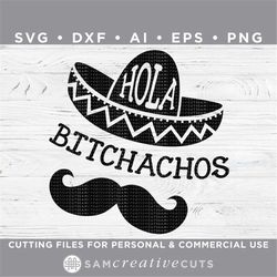 hola bitchachos svg, adios bitchachos svg, cinco de mayo svg, fiesta svg, funny svg -cutting files silhouette & cricut-d