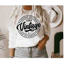 1980 vintage svg, png, 43th birthday svg, birthday vintage 1980 svg, 43 birthday shirt svg, made in 1980 shirt svg, 43 a