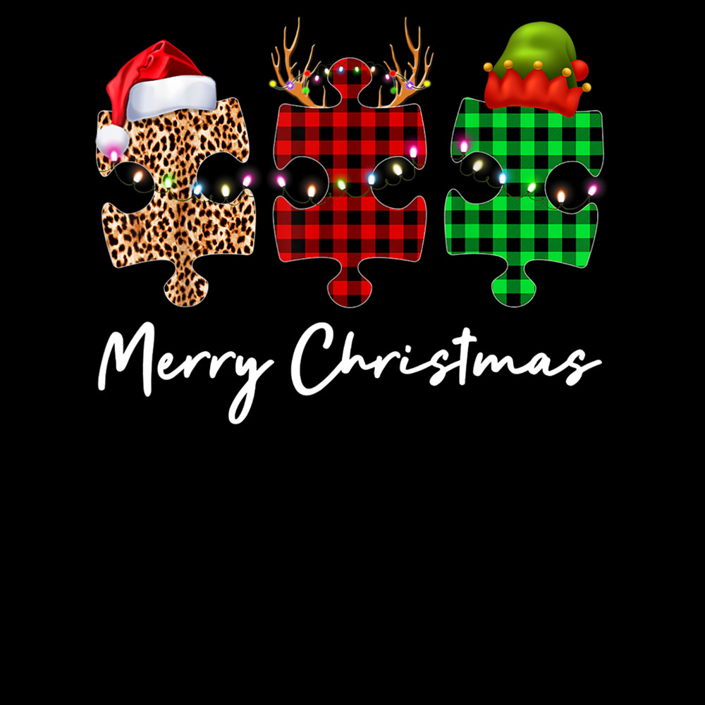 MERRY CHRISTMAS AUTISM LEOPARD PLAID CHRISTMAS SHIRT T-Shirt.jpg