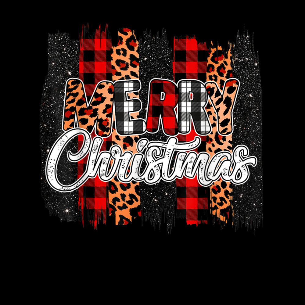 Th Merry Christmas Leopard Buffalo Plaid Xmas Pajama Gift T-Shirt.jpg