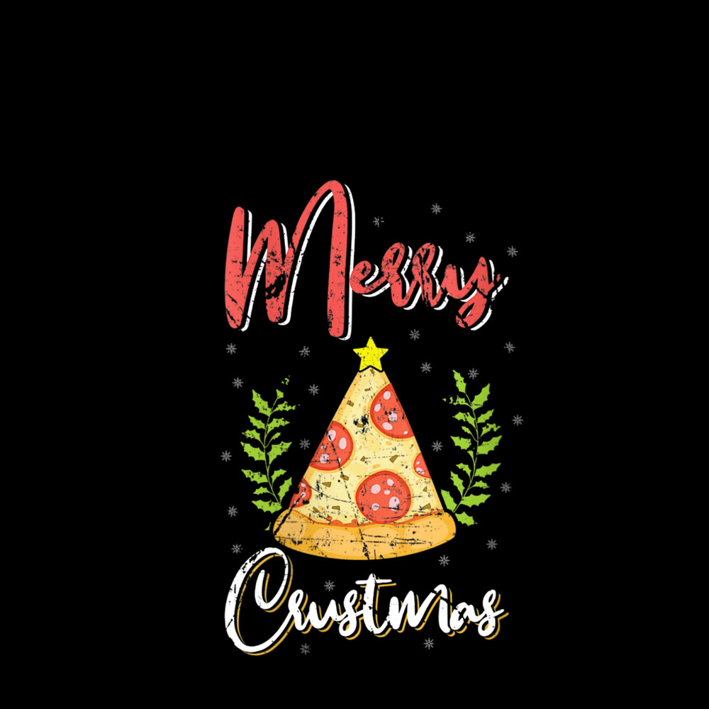 Womens Funny Merry Christmas Distressed Pizza Xmas Tree Gift V-Neck T-Shirt.jpg