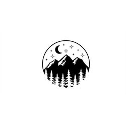 forest and mountain svg, forest and mountain in a circle svg, forest svg file for cricut, trees svg, mountain svg, trave