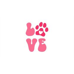 retro paw print svg, love paw print svg, love dog svg, cat paw graphic, love dogs svg, paw print svg, digital download,
