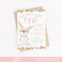 Bunny Party Food Labels, Easter Bunny Place Cards, Bunny Birthday Party Decorations, Some Bunny is One, Bunny Rabbit