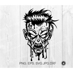 Monster Zombie svg,Zombie head png,Zombie svg png dxf,Zombie Clipart,Zombie Cut file,Halloween svg,Spooky svg, Horror sv