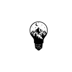 mountain and forest svg, mountain and forest in a lightbulb svg, outdoor svg, adventure svg, camping svg, hiking svg, s