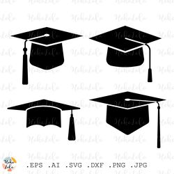 Graduation Cap Svg, Graduation Cap Silhouette, Graduation Cap Stencil Template, Graduation Cap Dxf, Clipart Png