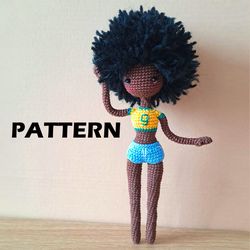Pattern Brazilian doll. Crochet brazilian doll. pattern crochet black doll. dark skin doll.