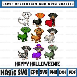Dachshund Happy Halloweiner Png, Funny Halloween Dogs Lover Png, Daschund Dog Png Halloween Png