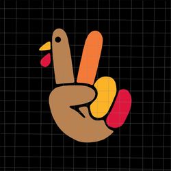 Peace Hand Turkey Svg, Peace Hand Thanksgiving Svg, Thanksgiving Peace Sign Svg, Turkeys Peace Svg, Turkey Thankful For