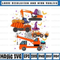 halloween crane truck construction png, halloween party png, halloween gift, kids construction vehicle png