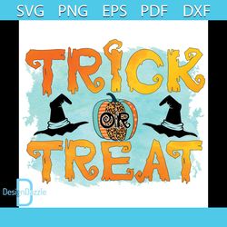 Trick Or Treat Svg, Halloween Svg, Halloween Hat Svg, Witch Hat Svg, Pumpkin Svg