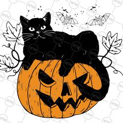 halloween svg, black cat svg, spooky season, pumpkin cat svg, black cat svg, funny halloween svg, cat lover svg