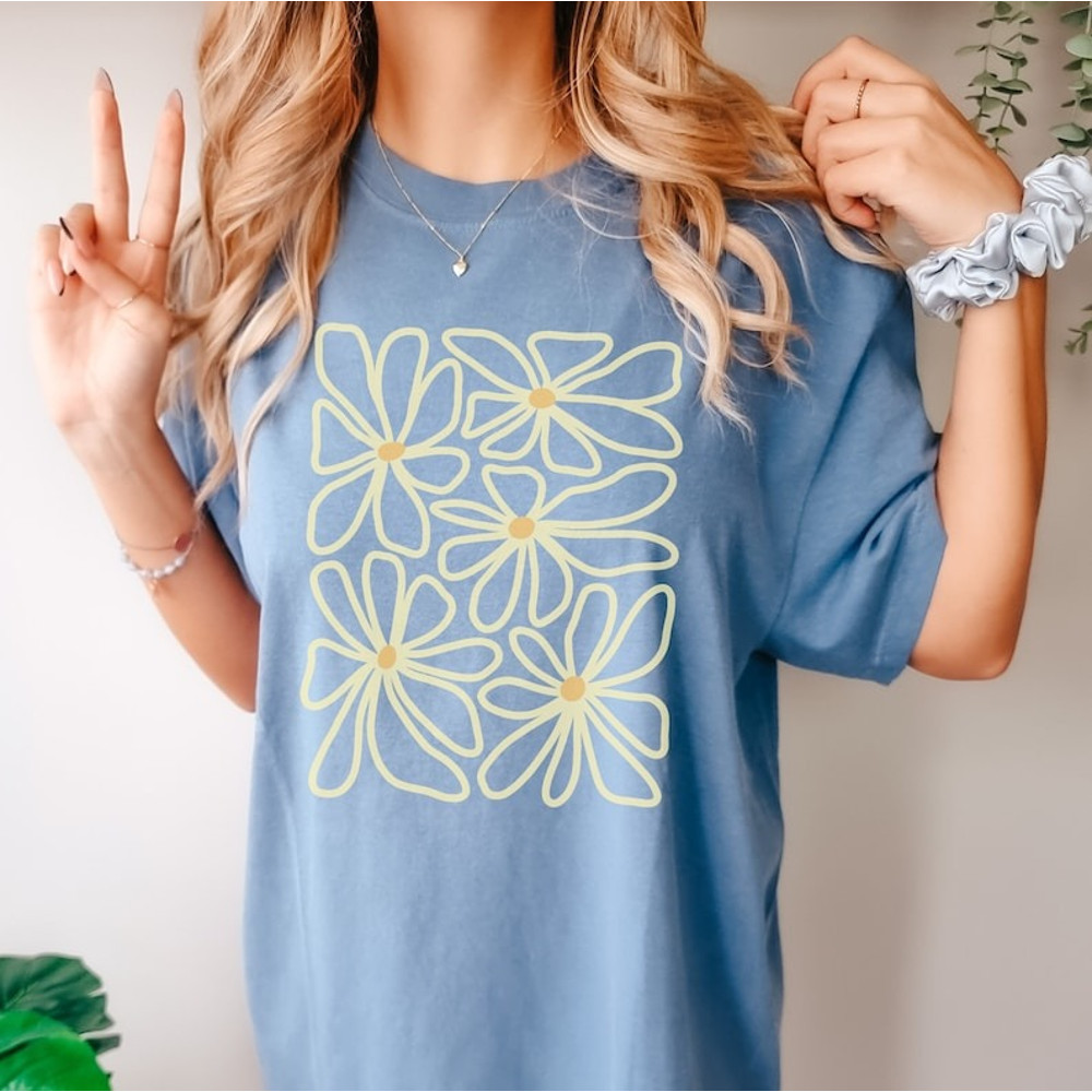 Yellow Daisy Comfort Colors Svg, Southern Floral Comfort Colors Svg, Floral T Svg, Flower Svg, Vintage Floral Svg.jpg