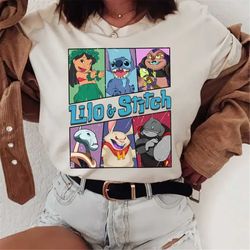 retro disney lilo and stitch characters vintage t-shirt, magic kingdom holiday unisex t-shirt family birthday gift adult