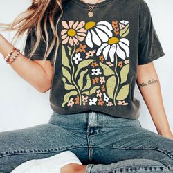 boho wildflowers floral nature svg, garment dyed, boho svg, wildflower svg, floral svg. wildflower design