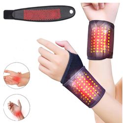 self heating wrist band magnetic therapy support brace wrap heated hand warmer