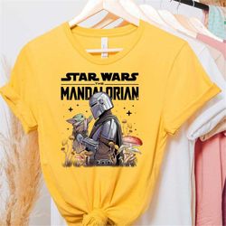 retro mandalorian and baby yoda t-shirt, this is the way shirt, grogu t-shirt, star wars shirt, mandalorian t-shirt, vin